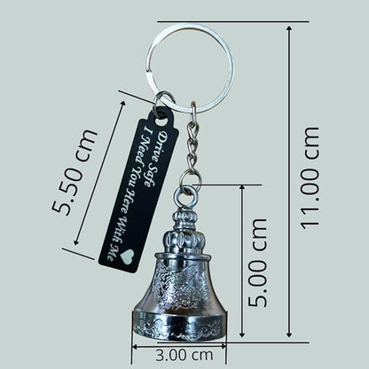 OTTAVO Guardian Bell Keychain, Shine Crom with Drive safe, Tibetan Style, 5 cm Height, Good Luck Charm(Shine Crom with Drive Safe)