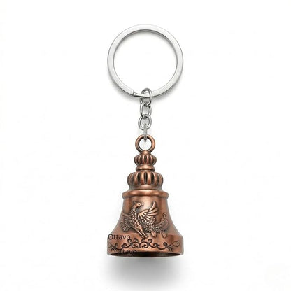 OTTAVO Guardian Bell Keychain, Falcon Oxidized Copper, Tibetan Style, 5 cm Height, Good Luck Charm(Antique Copper Falcon)