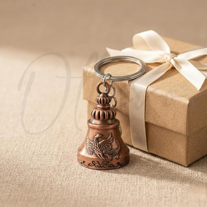 OTTAVO Guardian Bell Keychain, Falcon Oxidized Copper, Tibetan Style, 5 cm Height, Good Luck Charm(Antique Copper Falcon)