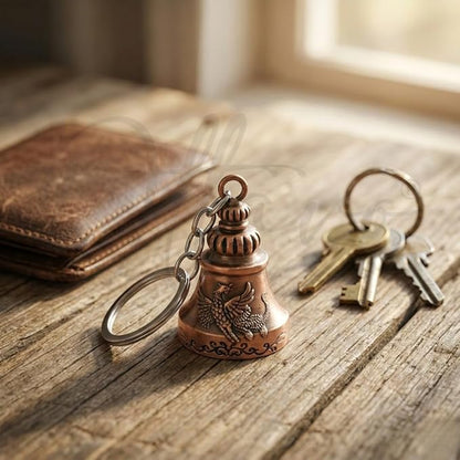 OTTAVO Guardian Bell Keychain, Falcon Oxidized Copper, Tibetan Style, 5 cm Height, Good Luck Charm(Antique Copper Falcon)