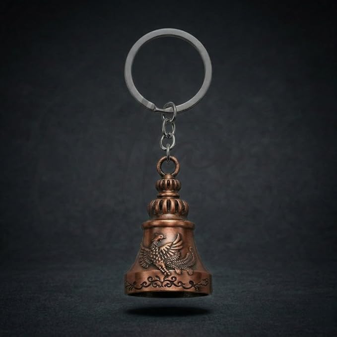 OTTAVO Guardian Bell Keychain, Falcon Oxidized Copper, Tibetan Style, 5 cm Height, Good Luck Charm(Antique Copper Falcon)