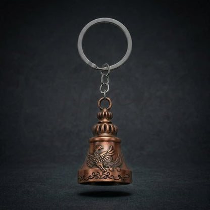 OTTAVO Guardian Bell Keychain, Falcon Oxidized Copper, Tibetan Style, 5 cm Height, Good Luck Charm(Antique Copper Falcon)