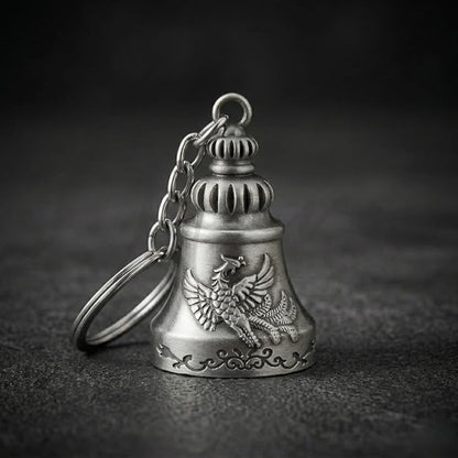 OTTAVO Guardian Bell Keychain, Falcon Oxidized Silver, Tibetan Style, 5 cm Height, Good Luck Charm(Antique Silver Falcon)