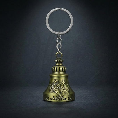 OTTAVO Guardian Bell Keychain, Falcon Oxidized gold, Tibetan Style, 5 cm Height, Good Luck Charm(Antique Gold Falcon)