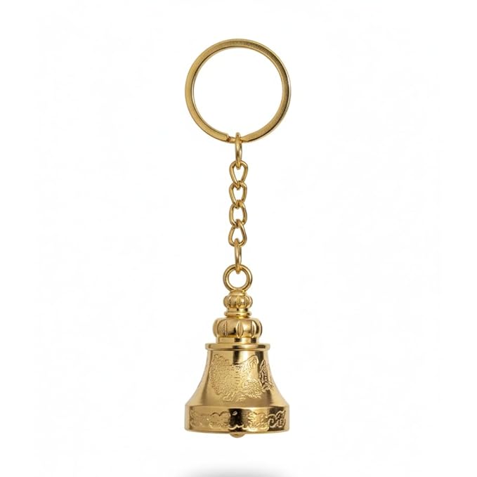 OTTAVO Guardian Bell Keychain, Shine Gold, Tibetan Style, 5 cm Height, Good Luck Charm(Shine Gold)