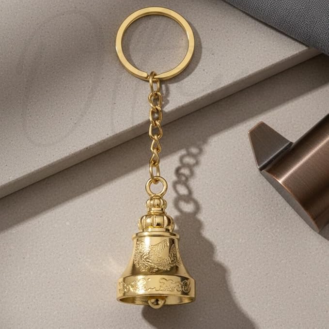OTTAVO Guardian Bell Keychain, Shine Gold, Tibetan Style, 5 cm Height, Good Luck Charm(Shine Gold)