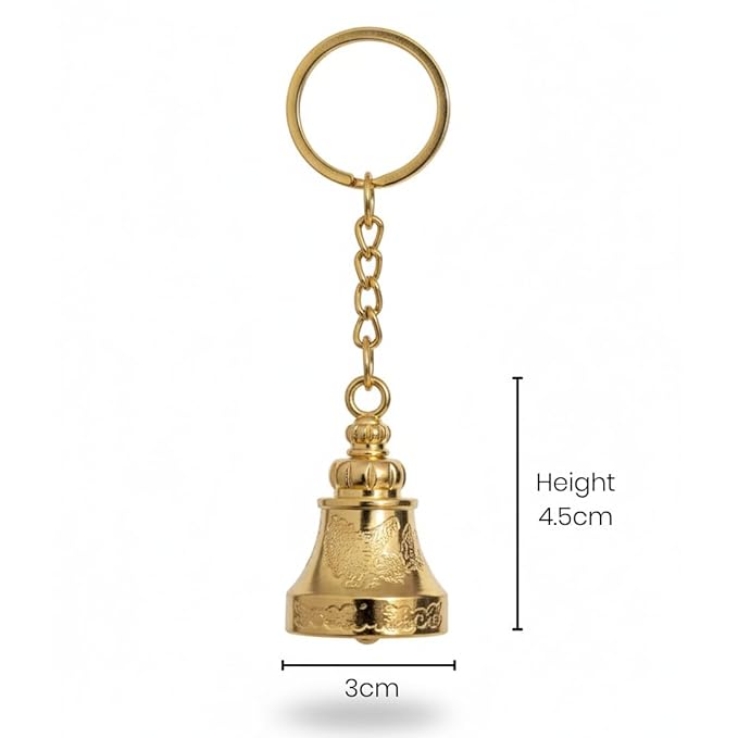 OTTAVO Guardian Bell Keychain, Shine Gold, Tibetan Style, 5 cm Height, Good Luck Charm(Shine Gold)