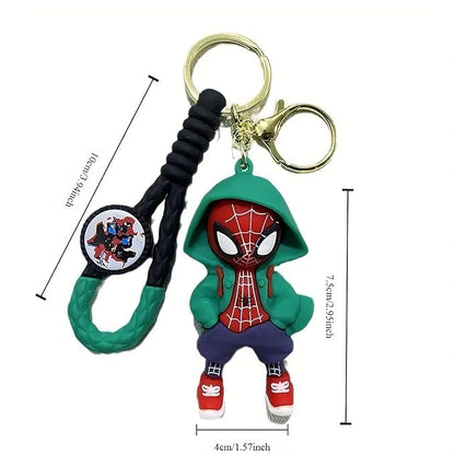 Ottavo Cute Cartoon 3D Silicone High -Quality PVC Material Keychain, Suitable for Boys and Girls(Spiderman Green Hoodi dori)
