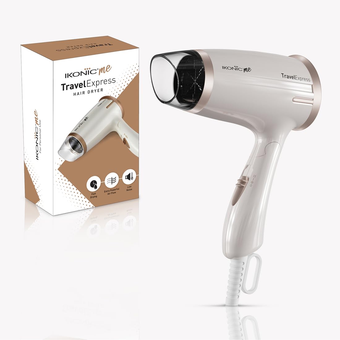 Ikonic Travel Express Foldable Hair Dryer,All Hair Type, For Men & Women