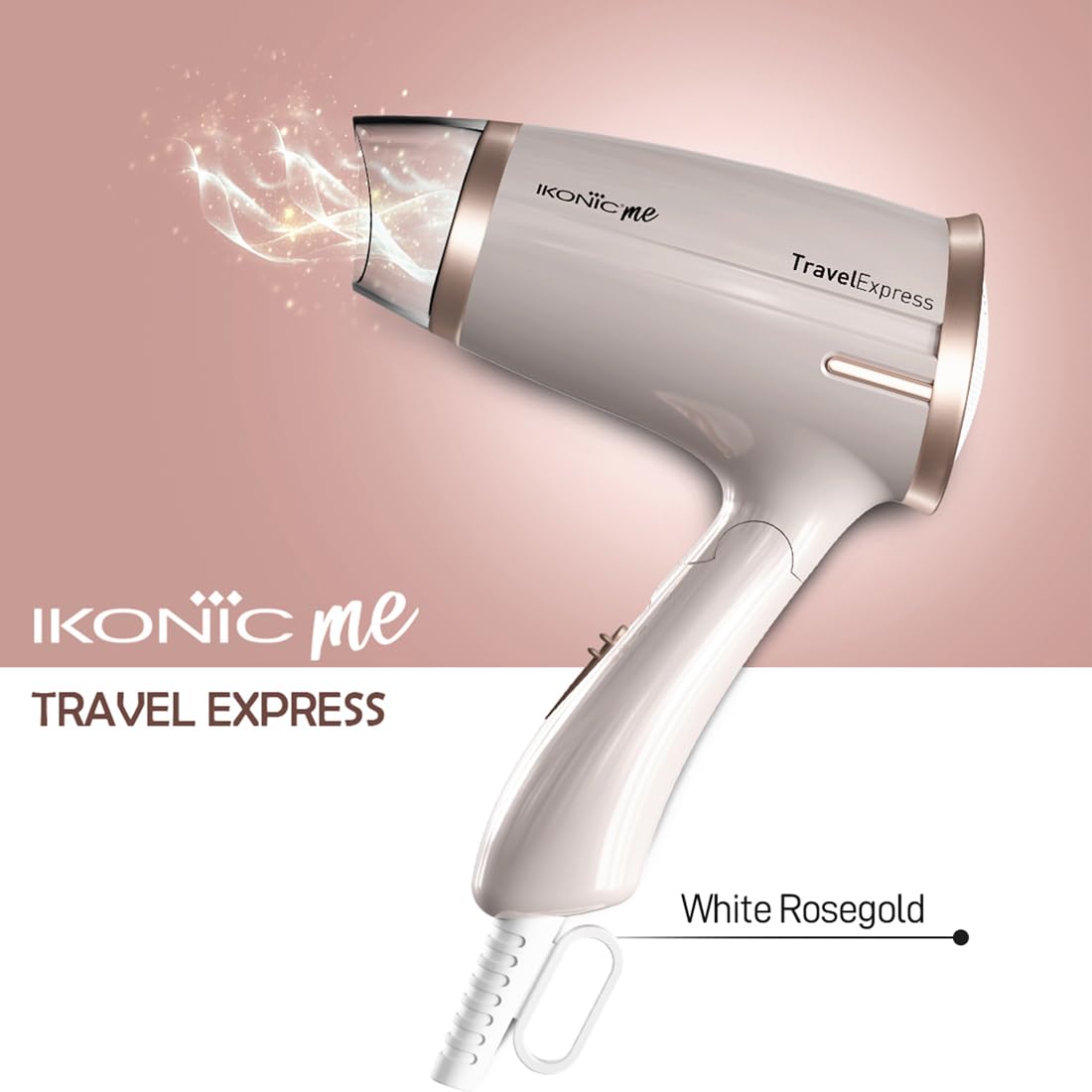 Ikonic Travel Express Foldable Hair Dryer,All Hair Type, For Men & Women