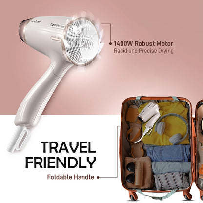 Ikonic Travel Express Foldable Hair Dryer,All Hair Type, For Men & Women