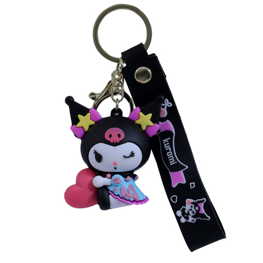 Ottavo Cute Cartoon 3D Silicone High -Quality PVC Material Keychain, Suitable for Boys and Girls(Kuromi)