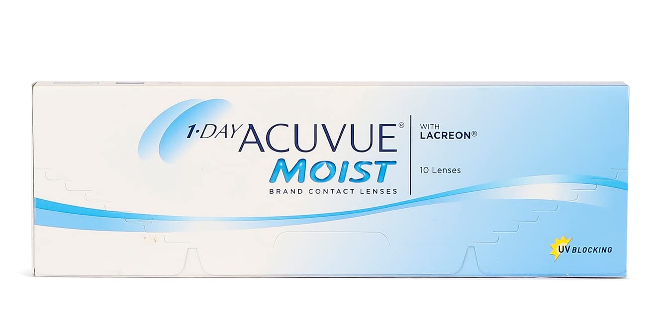 ACUVUE 1-DAY MOIST - Daily Disposable Contact lenses (Clear, Pack of 10 Lenses) | From Johnson&Johnson