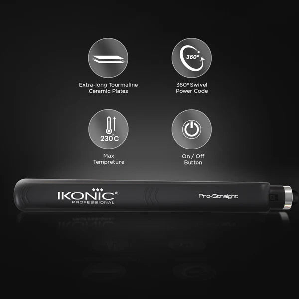 Ikonic Pro Straight Hair Straightener (Black) | By Ikonic