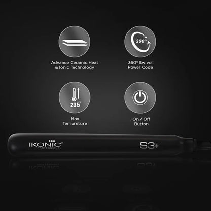 Ikonic S3+ Hair Straightener (Black) | By Ikonic