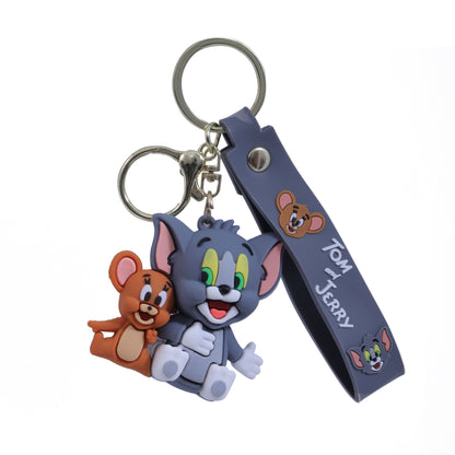 Ottavo Cute Cartoon 3D Silicone High -Quality PVC Material Keychain, Suitable for Boys and Girls(Tom And Jerry))